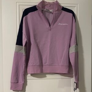 Champion Women's Purple Quarter-Zip Sweatshirt